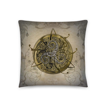 Coussin TRISKEL bleu et or (rec – Image 2