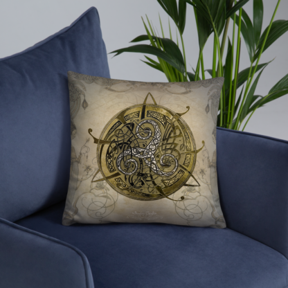 Coussin TRISKEL bleu et or (rec – Image 4