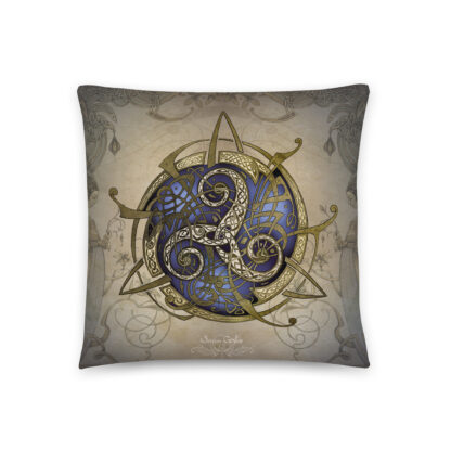 Coussin TRISKEL bleu et or (rec – Image 3