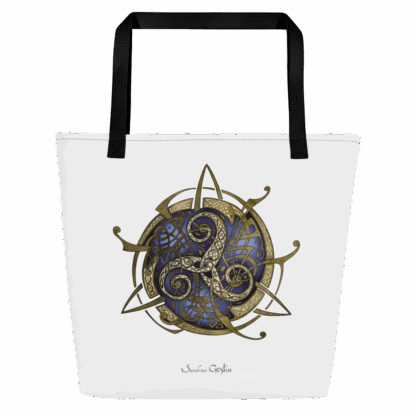 Tote bag blanc TRISKEL bleu + pochette – Image 2