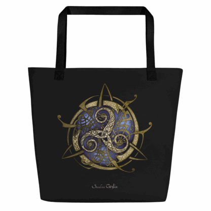 Tote bag noir TRISKEL bleu + pochette – Image 2