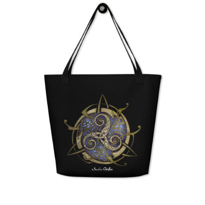 Tote bag noir TRISKEL bleu