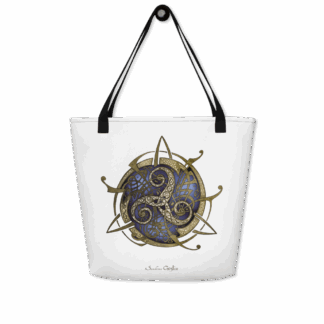 Tote bag blanc TRISKEL bleu + pochette