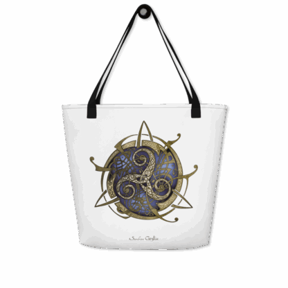 Tote bag blanc TRISKEL bleu + pochette