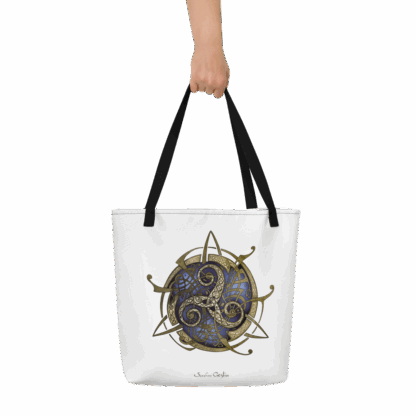 Tote bag blanc TRISKEL bleu + pochette – Image 3