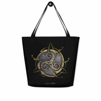 Tote bag noir TRISKEL bleu + pochette