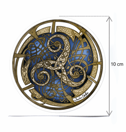 Vente privée : Sticker Triskel bleu rond 10 cm (4″) – Image 2