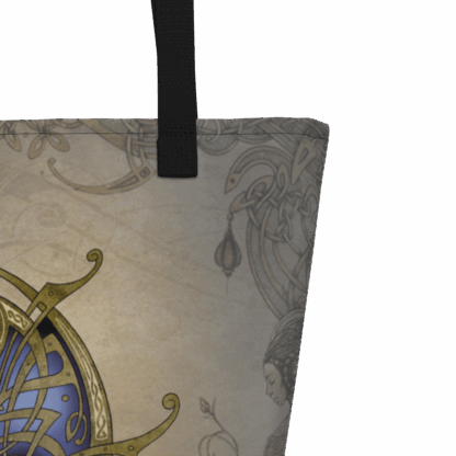 Tote bag noir TRISKEL bleu Fond Frises + pochette – Image 5