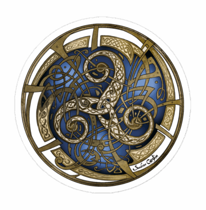 Sticker Triskel bleu rond  10 cm (4") – Image 2