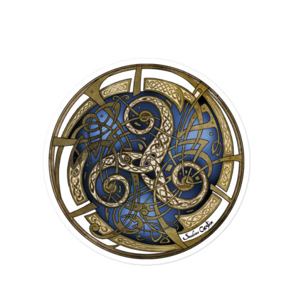 Sticker Triskel bleu rond 7cm (3″) – Image 2