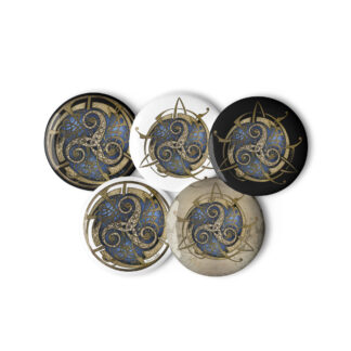 Set n°2 Badges 5 cm : TRISKEL bleu