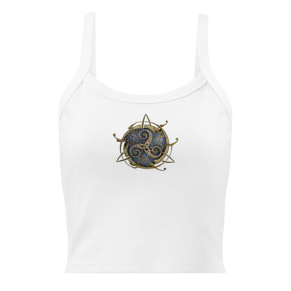 TOP blanc : petit TRISKEL bleu